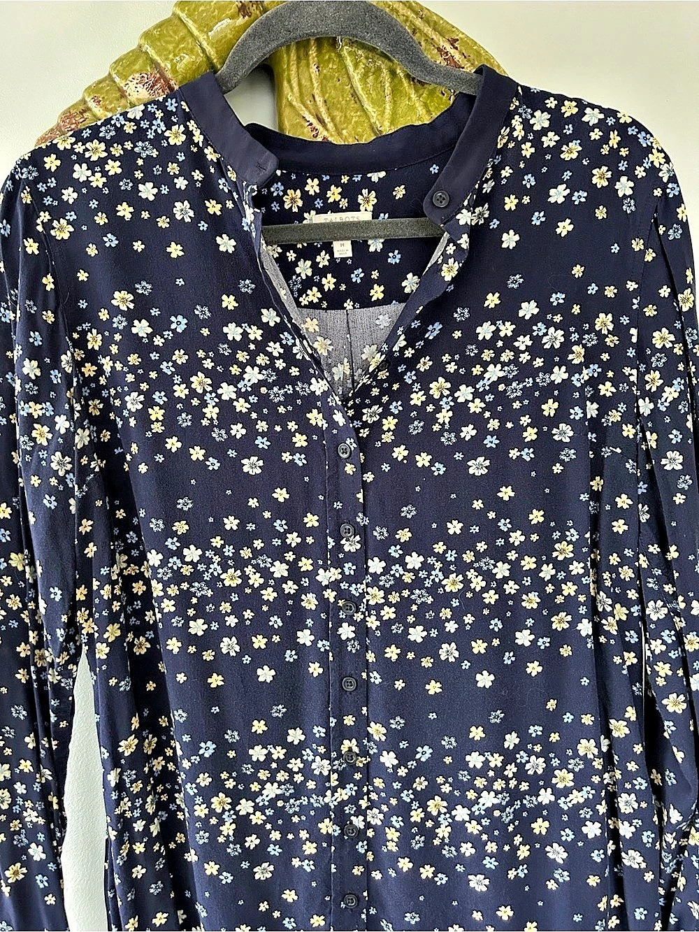 Talbots Floral Blouse in Blue & Yellow